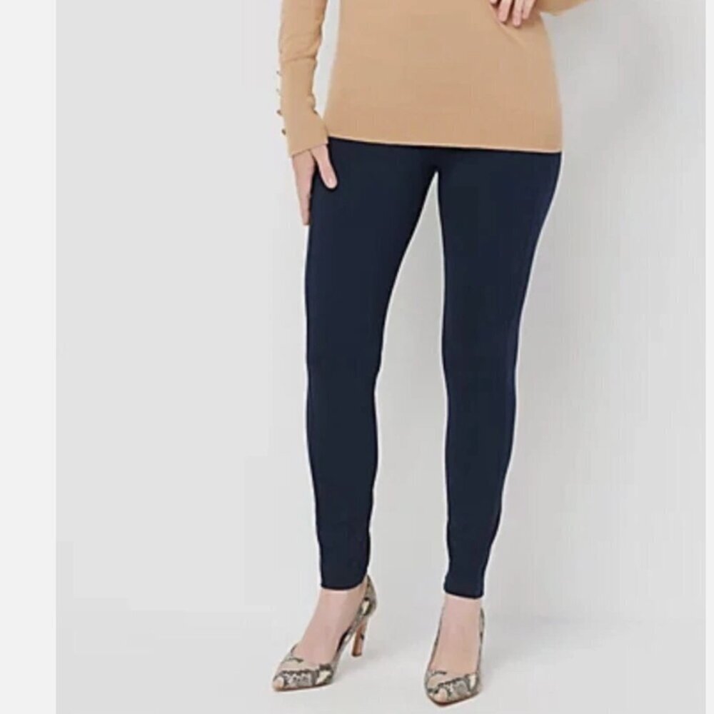 Susan Graver Women's Size Xs Petite Everyday Legging Navy Blue Ankle Length Mid